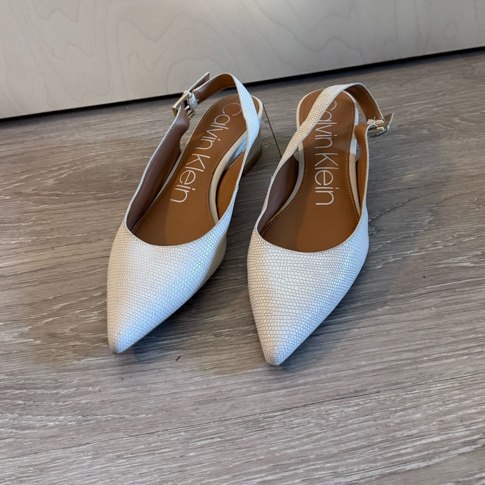 Calvin Klein Women's White Slingback Flats
